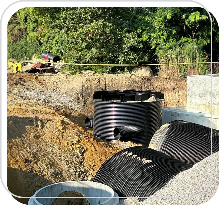 A man is digging in the ground with a bucket.